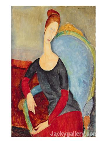 Mme Hebuterne in a Blue Chair by Amedeo Modigliani paintings reproduction - Click Image to Close